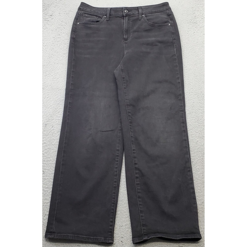 Chico's Straight Leg Jeans Womens 12R Black Denim High Rise Stretch Streetwear